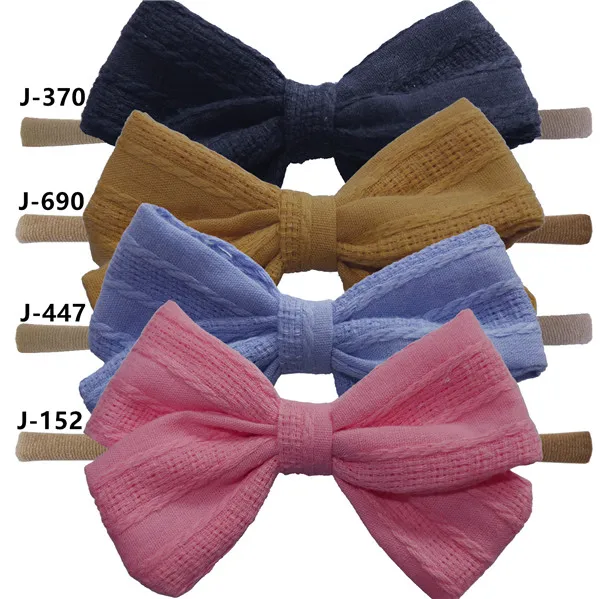 Jacquard Sets 2 4 шт. хлопчатобумажные тканевые банты, повязки на голову, бант для волос, эластичные резинки для волос, завязанные ободки для волос с бантиками, милые детские головные уборы для девочек, аксессуары для волос - Цвет: Jacquard Sets 2