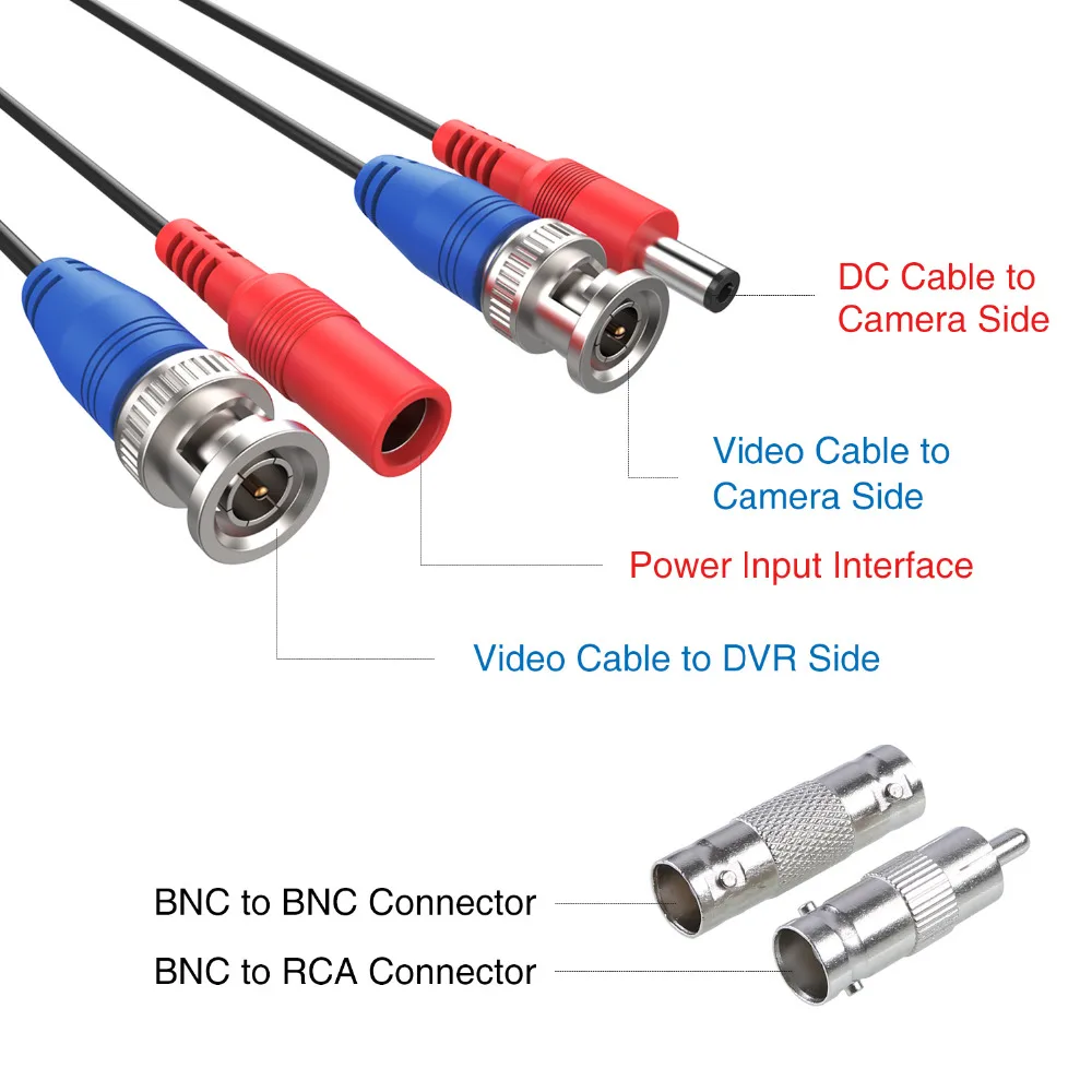 ANNKE 4X100ft 30 м для камеры наблюдения Мощность Кабель BNC провод RCA для видеонаблюдения Камера и DVR в CCTV Системы наблюдения кабели