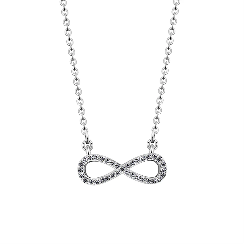 Классическое прозрачное колье CZ Love Infinity с маленьким номером Lucky 8 подвеска