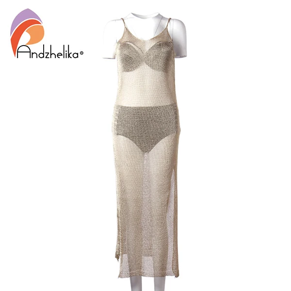 Andzhelika bikini пляжное платье с люрексом AK1921 - Цвет: Gold