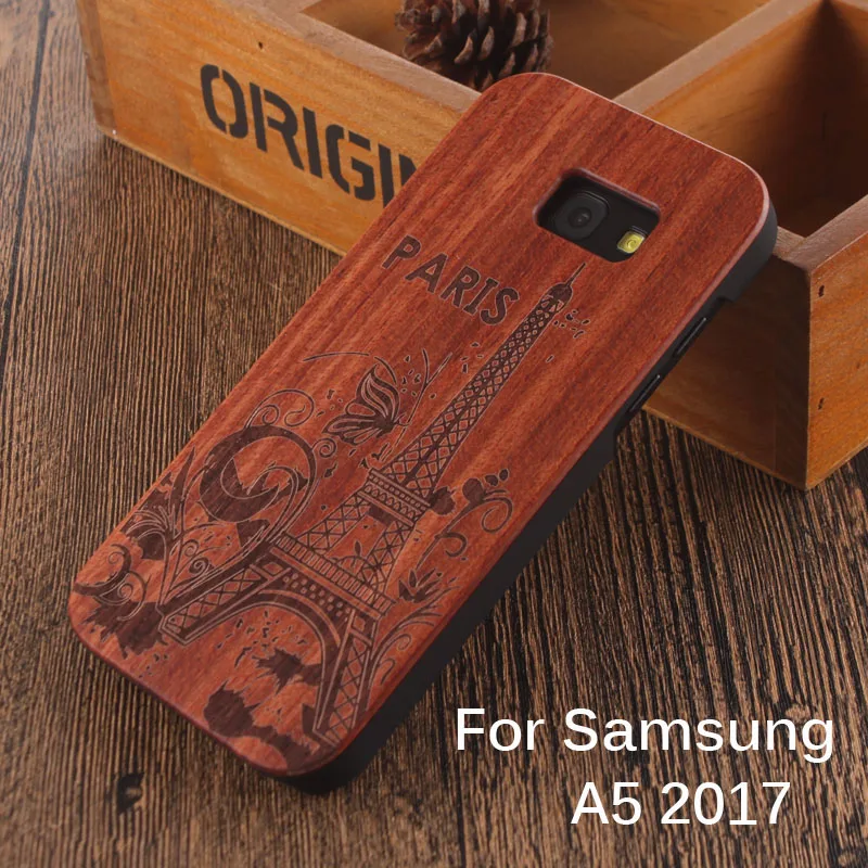 Для samsung Galaxy A5 Деревянный чехол натуральный резной Эйфелева башня парусный компас слон узор чехол для телефона s чехлы