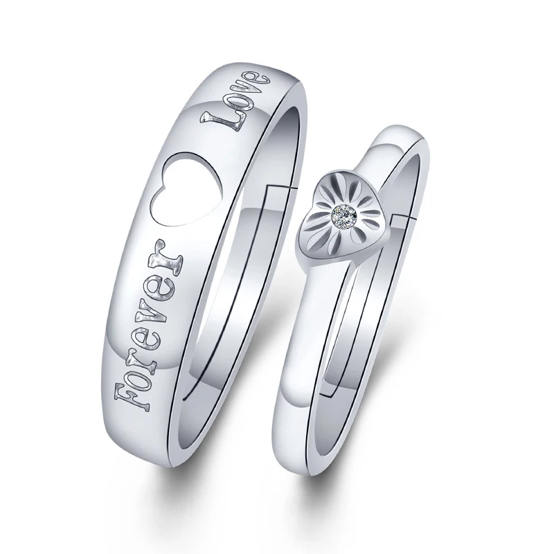 Fashion Couple Rings Resizable Zircon 925 Sterling Silver Forever Love Wedding Anniversary Engagement Best Gift Y-J016 | Украшения и