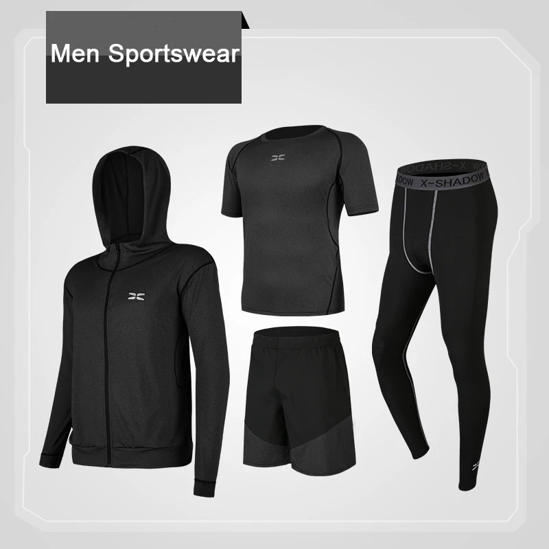Спортивная одежда для мужчин костюмы бега спортивная спортзала фитнеса - Фото №1