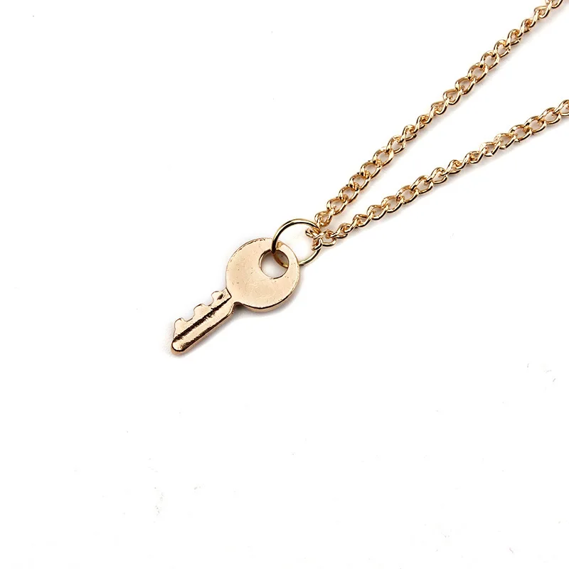 1pc Simple Key Charm Wish Card Choker Collier Necklaces Links Chains Gold Color For Women Statement Jewelry Gift EY441 | Украшения и