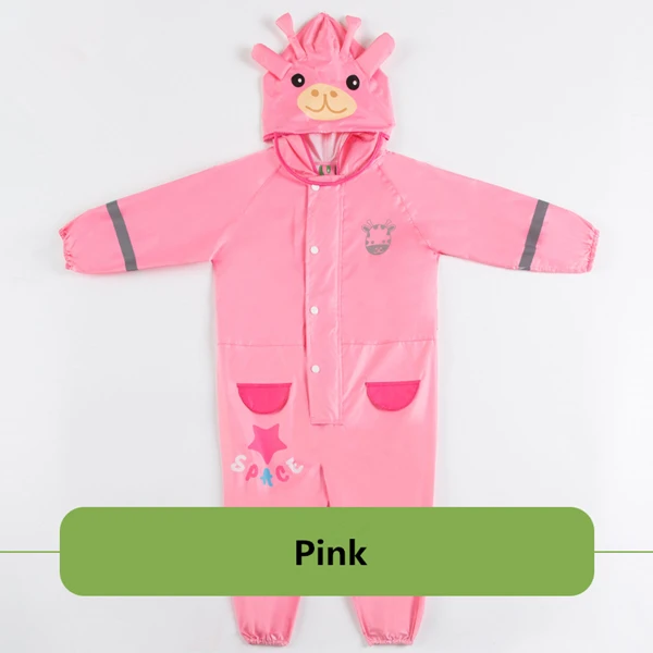 Pink Giraffe Плащ-дождевик в стиле жирафа для мальчиков от 3 до 8 лет, уличные комбинезоны, водонепроницаемая одежда для дождевик для маленьких мальчиков, дождевик для девочек и костюм со штанами-дождевиками - Цвет: Pink Giraffe
