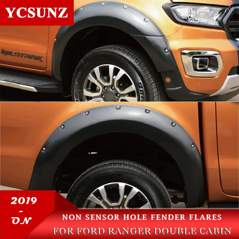 WITH SONSOR HOLE Крыло вспышки с гайками Брызговики колесная арка для Ford Ranger MK3 T8 двойная кабина 9 дюймов с отверстием датчика - Цвет: WITH SONSOR HOLE