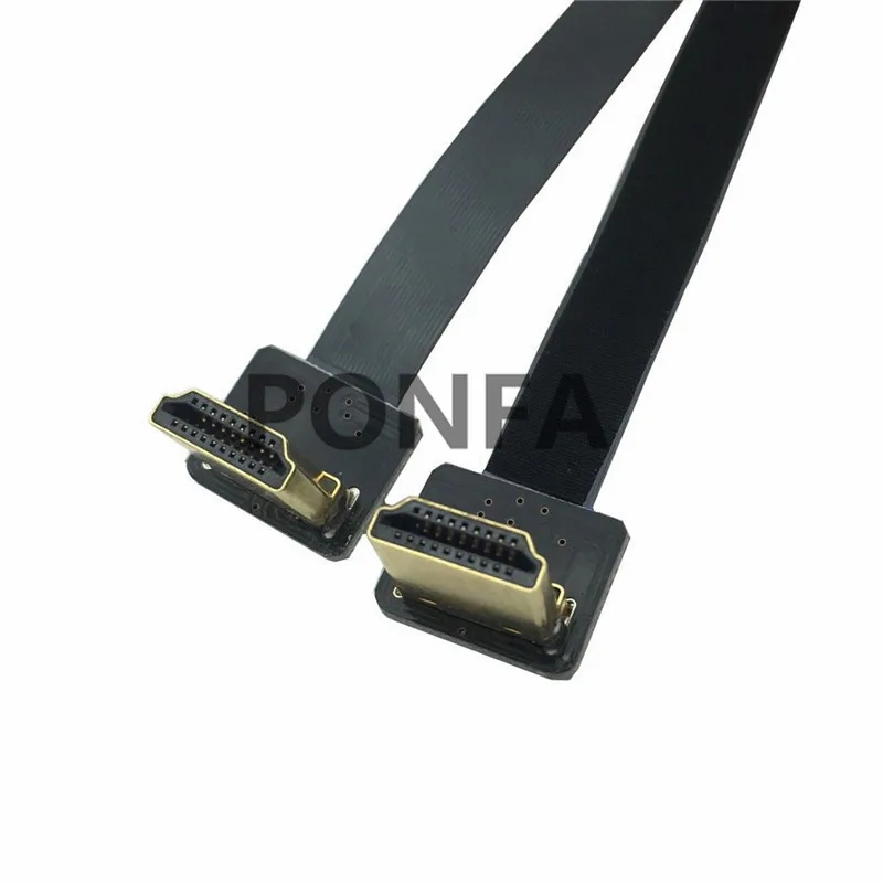 FPV двойной вниз под углом 90 градусов HDMI мужчина к Мужской HDTV, FPC плоский кабель для аэрофотосъемка 5 см 15 см 50 см 100 см