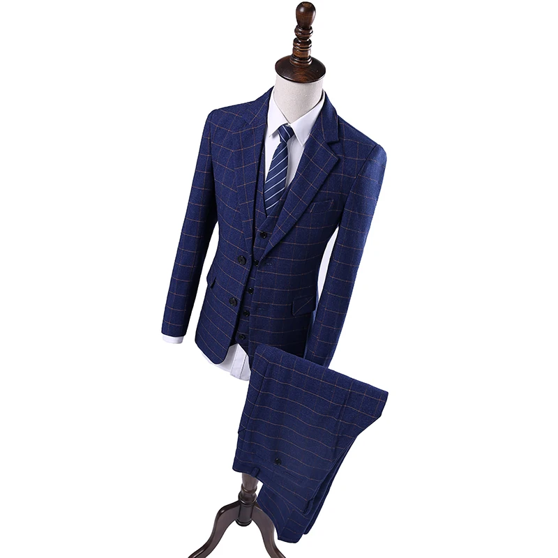 Linyixun 2018 костюм mariage homme из 3 предметов высококачественный шерстяной твидовый