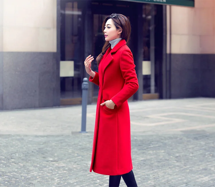 Женское кашемировое пальто 2016 Осень Зима негабаритное классическое длинное