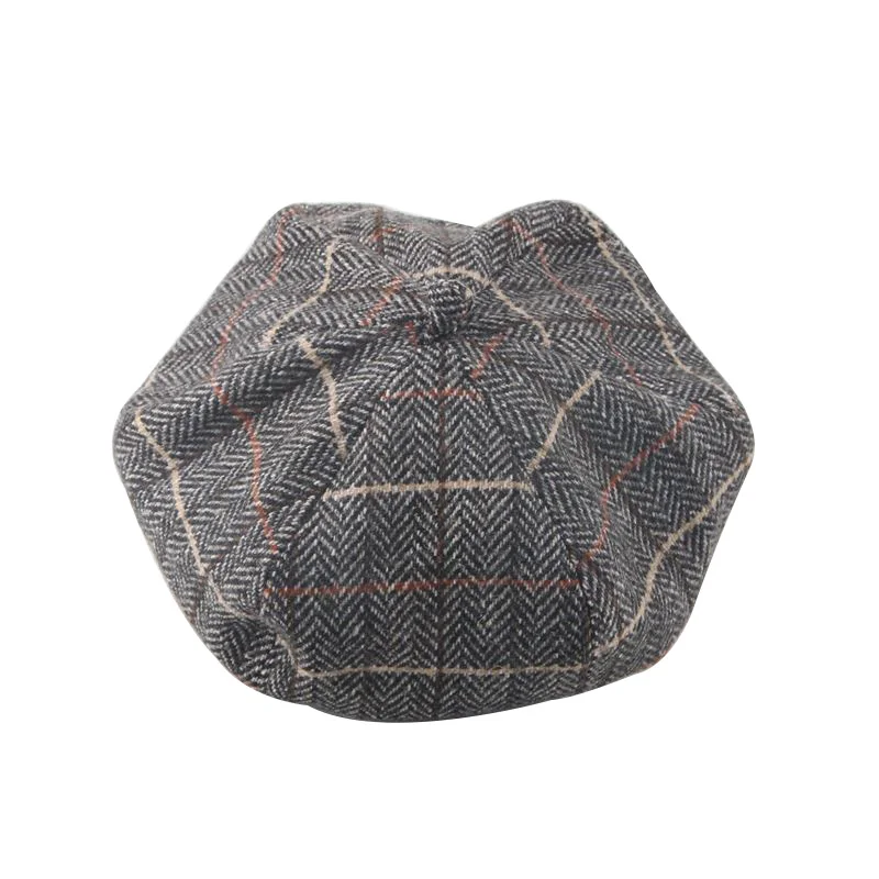Gray baby hat Коллекция года, винтажная детская шапка для девочек, реквизит для фотосессии, осенне-зимняя шапка для маленьких девочек, Аксессуары для младенцев, универсальная шапка, детский берет, 1 шт - Цвет: Gray baby hat