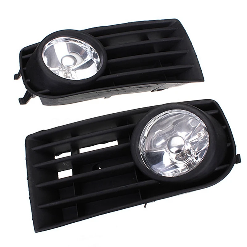 Black Белый противотуманный светильник, гриль, комплект для V w Golf Mk5 Rabbit 2006 2007 2008 2009, Решетка переднего бампера, противотуманная фара - Цвет: Black