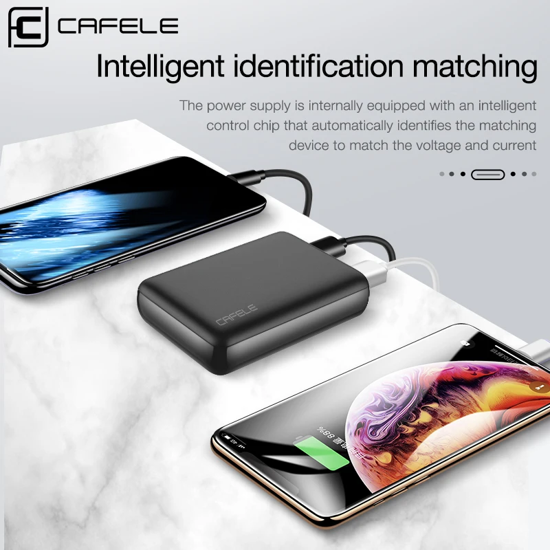 CAFELE 10000 mAh Мощность Bank Dual Выход Micro USB Вход свет Зарядное устройство для iPhone X XS samsung