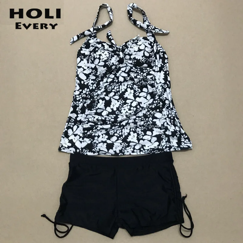 Swimwear Plus size Tankini Women Swimsuit 2019 Big Size Female Retro Swim Suit With Shorts Bathing Two piece Bather Beach | Спорт и