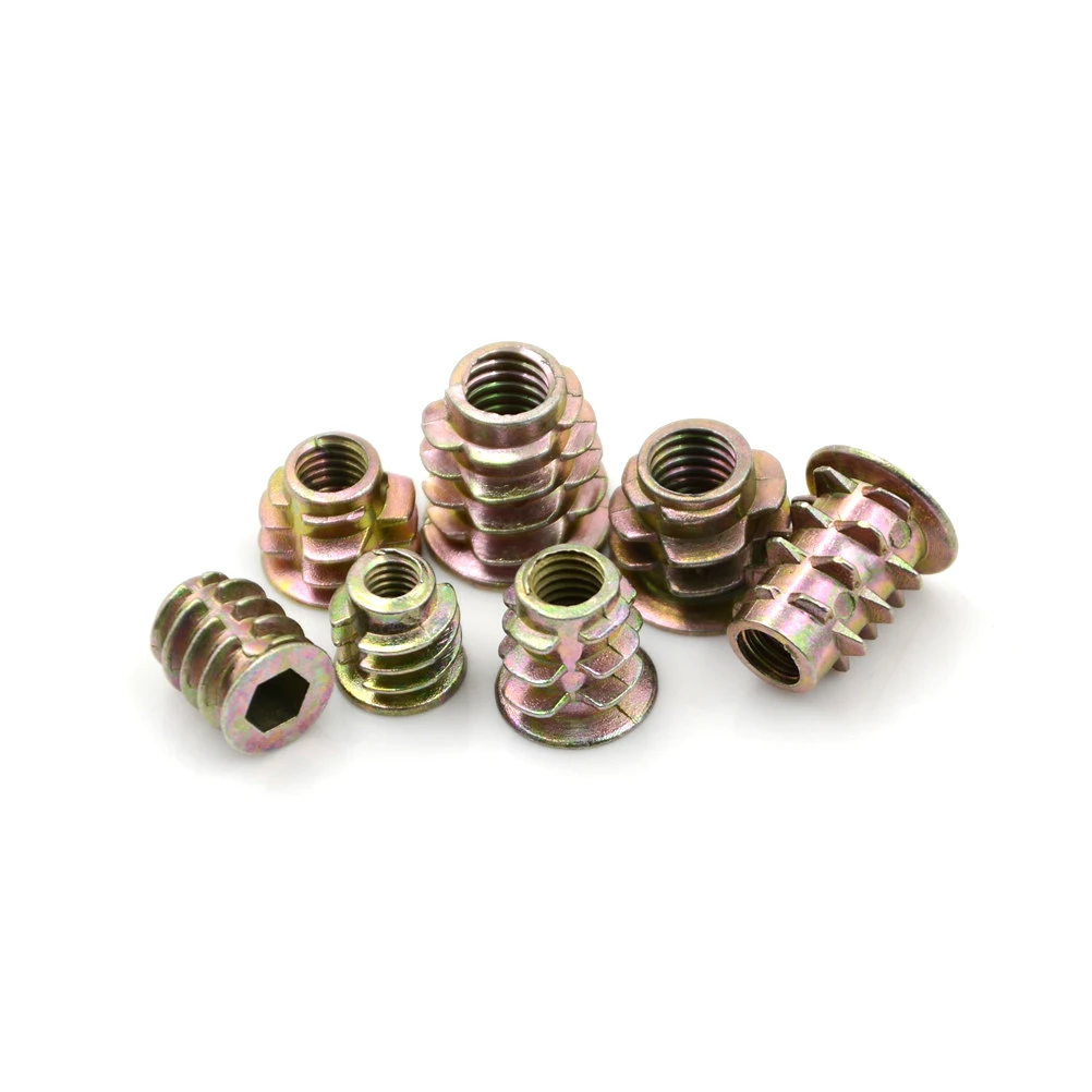 

50pcs Wholesale M4*8/10/M5*10/8/13/M6*10/13 Zinc Alloy Furniture Hex Socket Drive Head Nut Threaded For Wood Insert Nuts