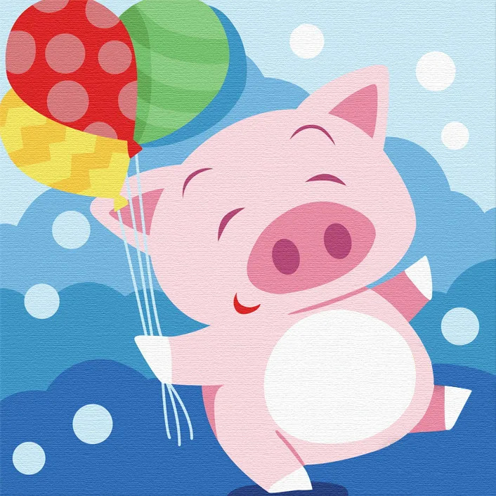 Китайский Знаки зодиака 12 символических животных свинья рыцарски DIY цифровой