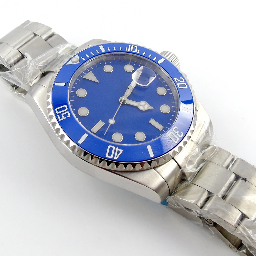 43 мм синий циферблат керамический ободок сапфировое стекло автоматические