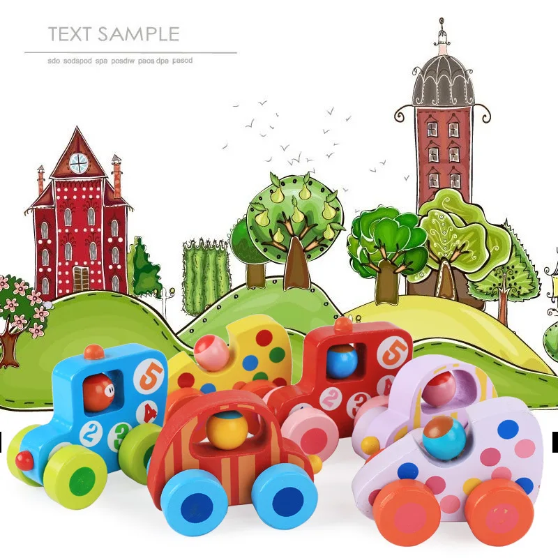 Деревянная машинка с колесами деревянные игрушки детская красочная мини-машинка