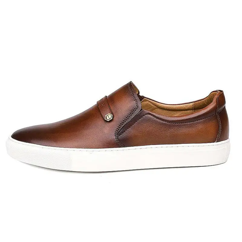 Leather Casual Shoes Fashion Genuine Handmade Sneakers Slip On Dress Men's Loafers Moccasins Zapato | Обувь