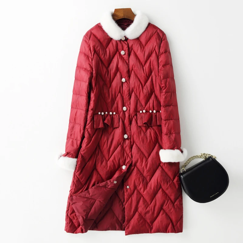 2018 новый зимний норковый меховой воротник теплый толстый длинный женский