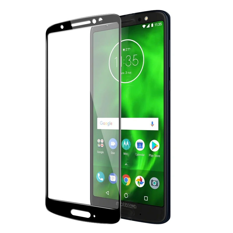 Цветная защитная пленка из закаленного стекла для Motorola Moto G6 Plus + Противоударная