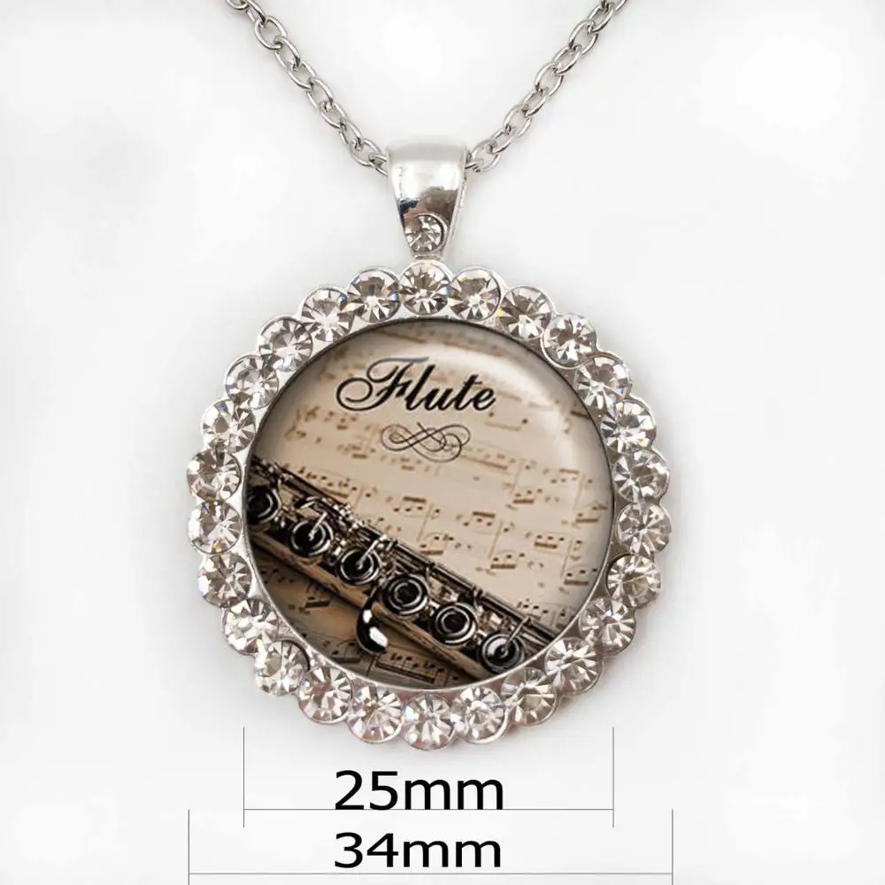 Necklace25mm Ожерелье с флейтой, кулон с флейтой, Музыкальная подвеска с флейтой, музыкальное ожерелье, ювелирное изделие, подарок для мужчин HZ1 - Окраска металла: Necklace25mm