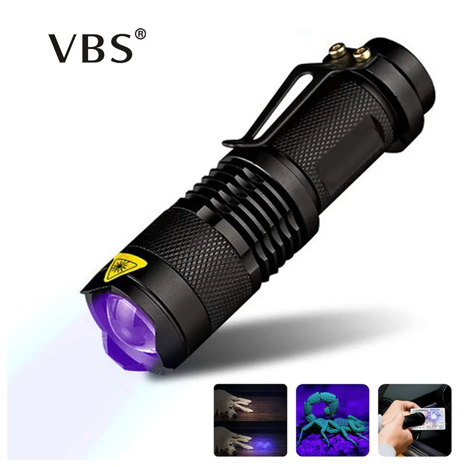 

Mini UV Light Torch Flashlight Ultraviolet led flashlights Ultra Violet Invisible Ink Marker Detection ZOOM linterna Led Torch