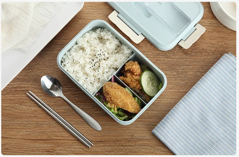 Ланч-бокс, контейнер для еды, Bento box, Ланчбокс с подогревом для детей, ланчбокс для закусок, пшеничной соломы, Корейская герметичная Студенческая пластиковая коробка для еды