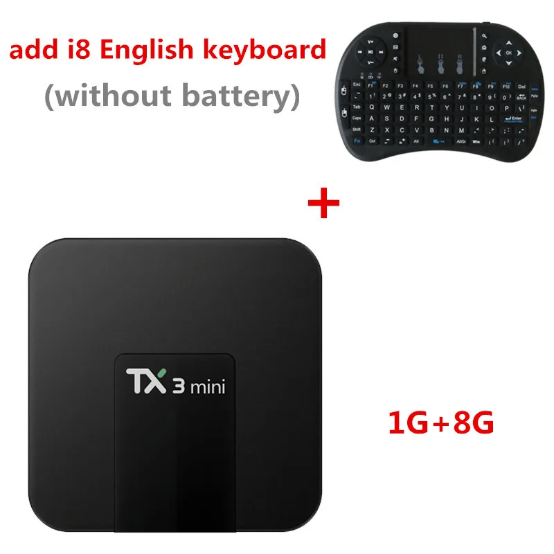 Wechip TX3 Мини Android 7,1 Смарт ТВ приставка 1 ГБ/2 ГБ 16 ГБ Amlogic S905W четырехъядерный процессор поддержка H.265 4K медиаплеер PK H96 PRO ТВ приставка - Цвет: 1G8G add I8