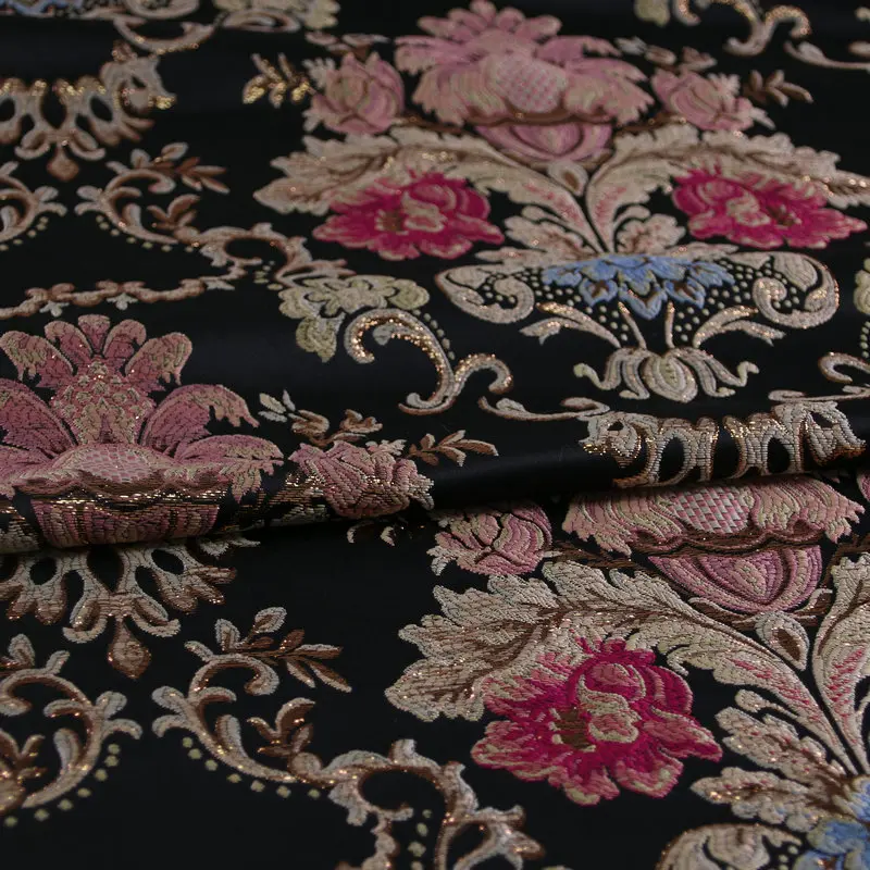 flowers brocade jacquard fabric,high quality thick polyester fabric for woman dress coat DIY sewing patchwork tissus an metre