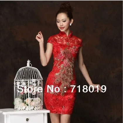 2013 Spring Summer Women Vintage Cheongsam Red Wedding Bridal Rob Chinese Velour Dress Brand Evening Qipao with Embroidery | Тематическая