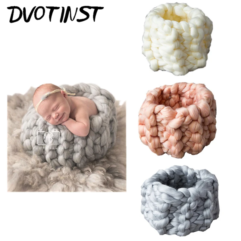 Dvotinst Newborn Baby Photography Props Crochet Knit Wool Eggshell Basket Filler Fotografia Accessories Studio Shooting | Детская одежда
