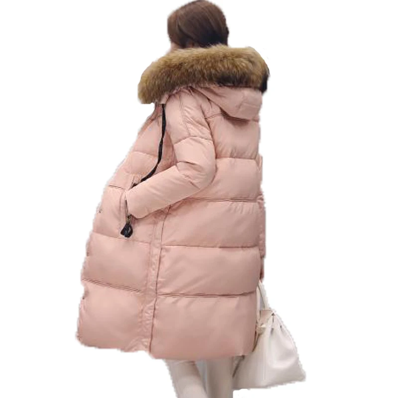 Новинка 2020 женский пуховик с широкой талией Толстая теплая длинная пуховая