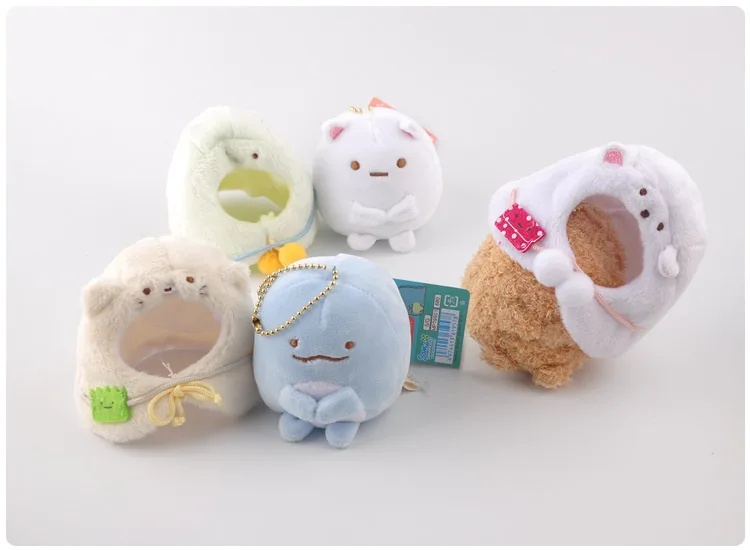 9 см Kawaii японский Sumikko Gurashi San-X уголок био плюшевый брелок Подвески игрушка чучела плащ животные прекрасный мешок Рождественская кукла в подарок