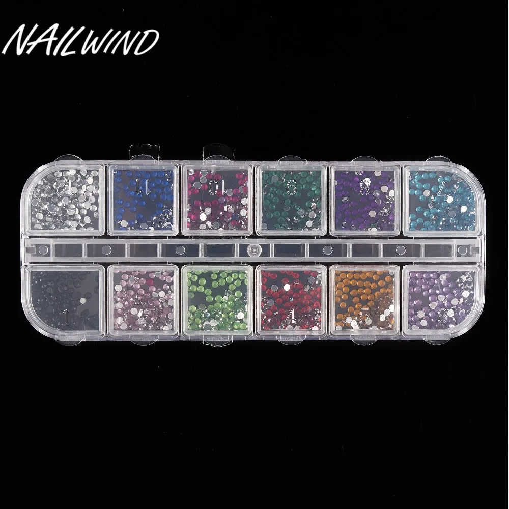 Nailwind мм 1 5 смешать 12 цветов новый дизайн ногтей Стразы акриловые украшения