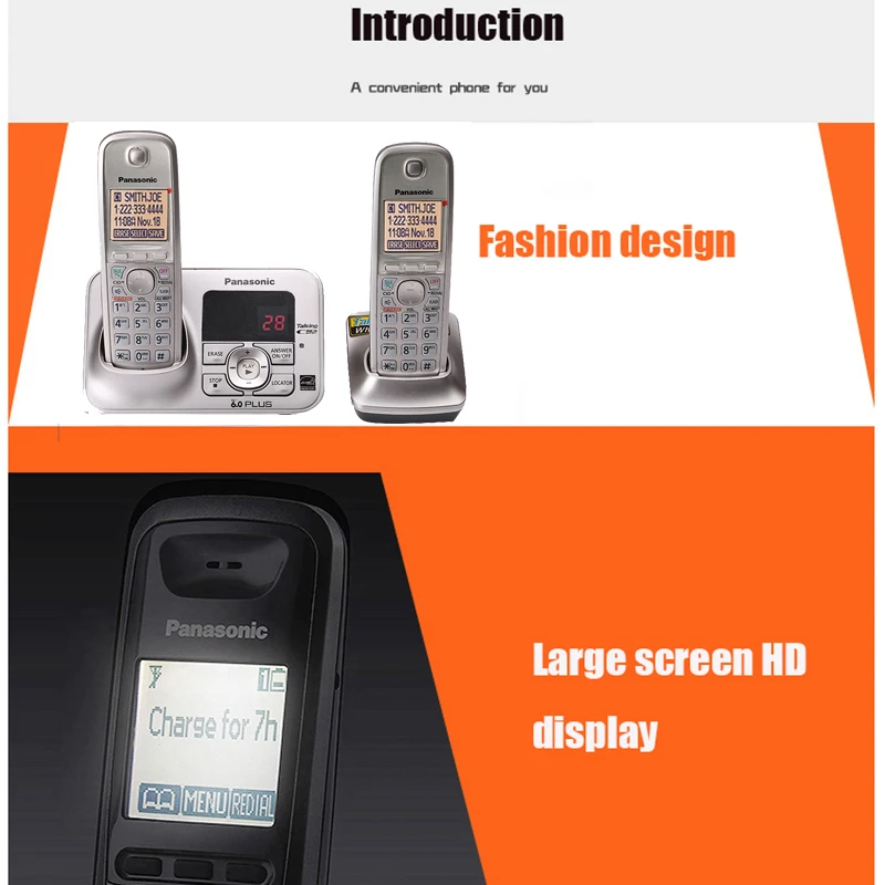 dect6 0 wireless telephone handset cordless phone with answer system handfree internal intercom english spain language for home free global shipping