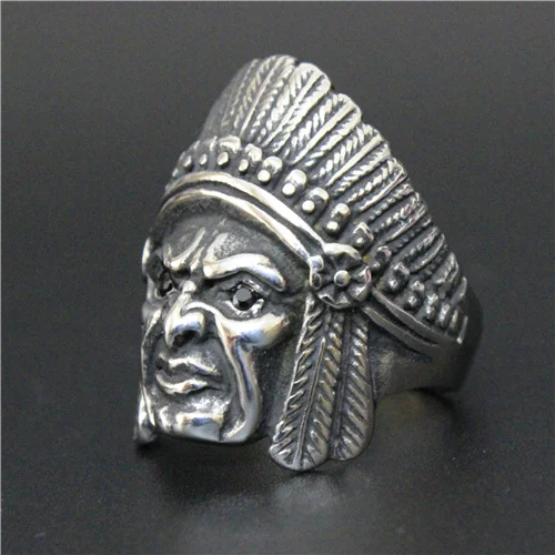 Мужское кольцо с индейцами Cheyenne байкерское из нержавеющей стали 316L в