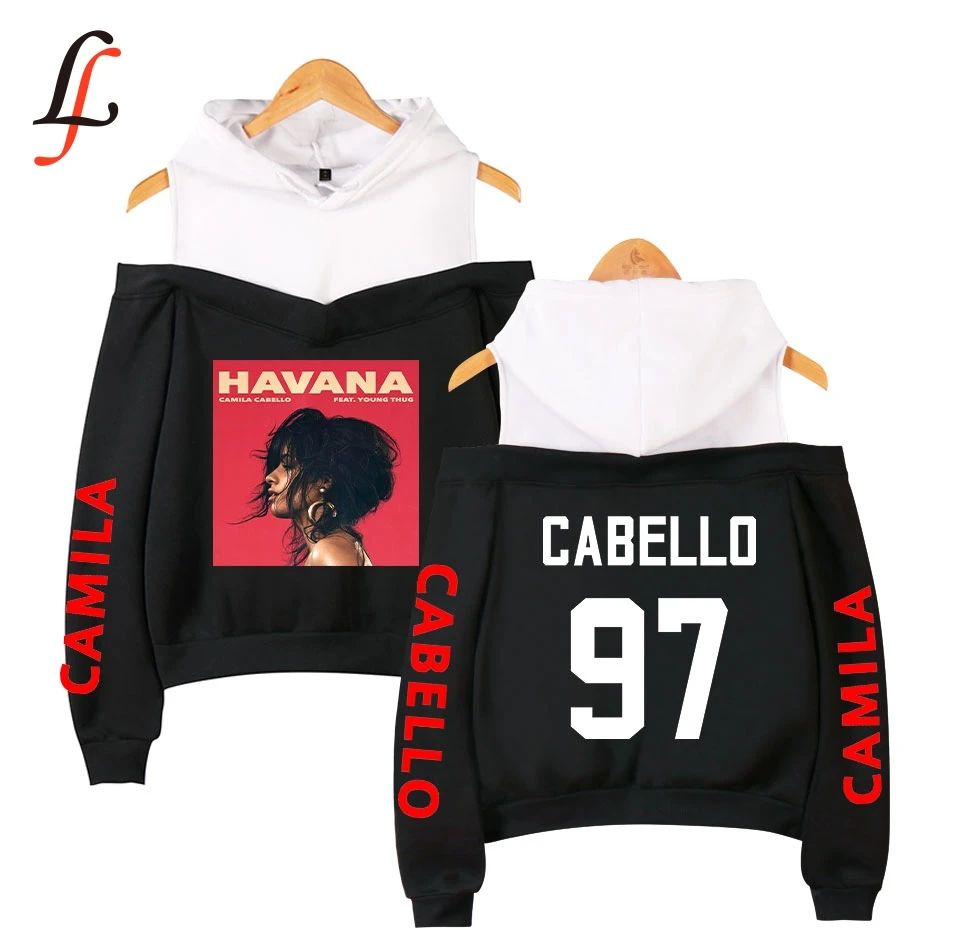 Женская толстовка с капюшоном на плече cabello camila Повседневная Уличная Толстовка