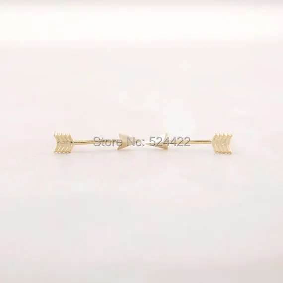 Новое поступление 2017 модные золотистые серьги гвоздики в виде стрел розового