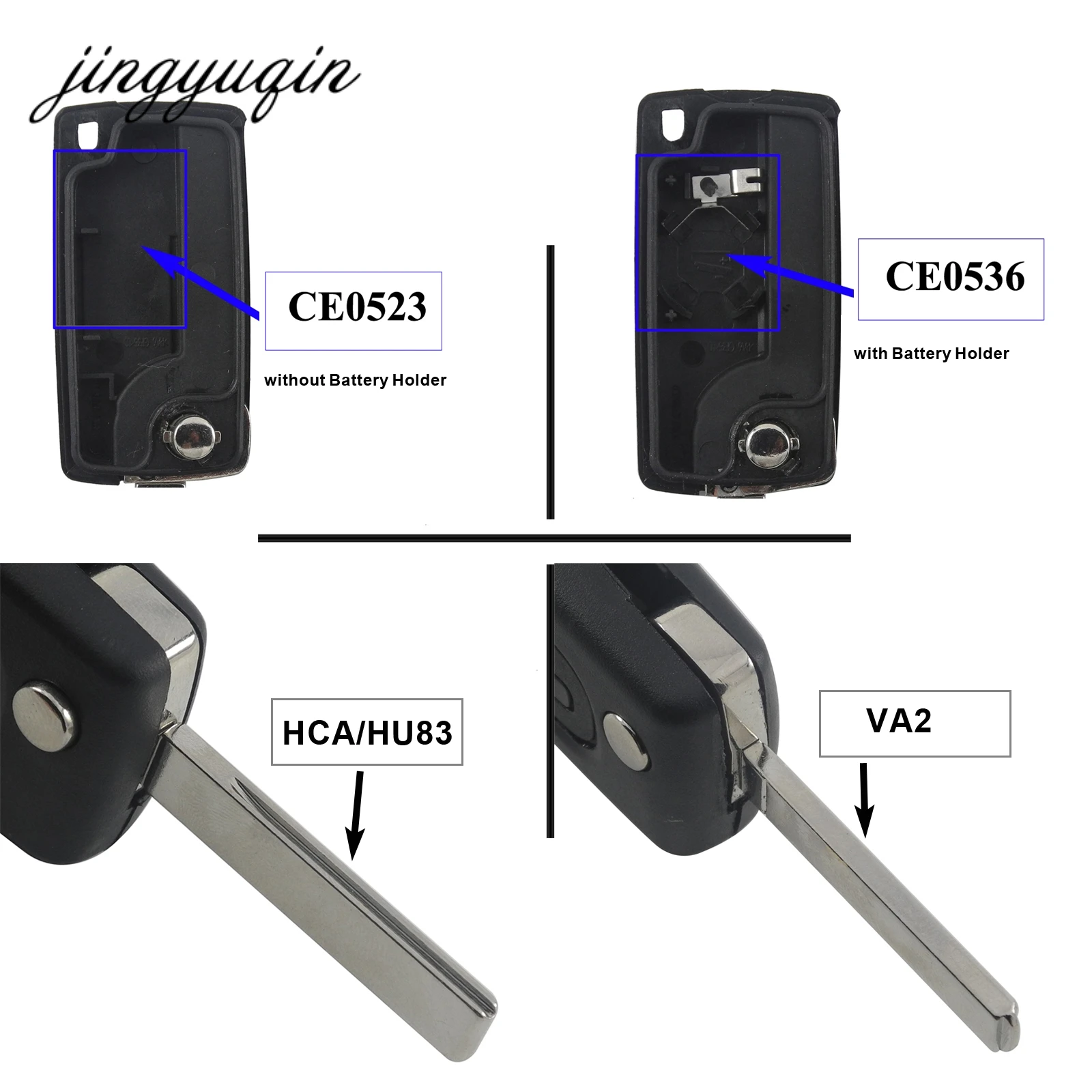 Jingyuqin ID46 433 МГц PCF7941 2 кнопки дистанционного ключа для Citroen HCA лезвие CE0523
