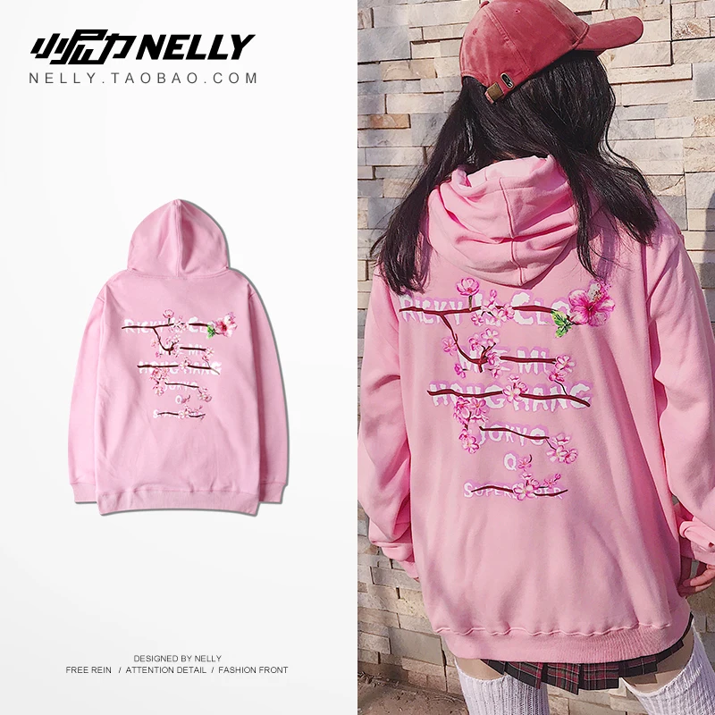 NELLY 2019 осень зима Вишневый цветок толстовка с капюшоном в стиле хип хоп
