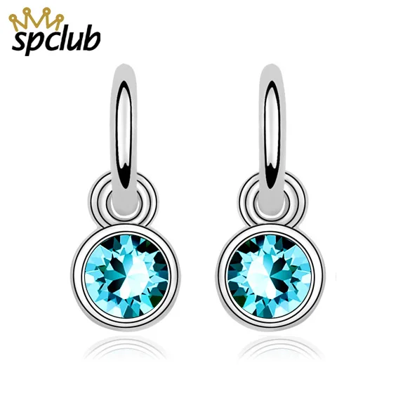 Модные ювелирные изделия кристаллы от Swarovski очаровательные серьги милые круглые