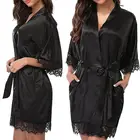 Женское шелковое атласное Ночное платье без рукавов, ночная рубашка с v-образным вырезом, кружевная ночная рубашка