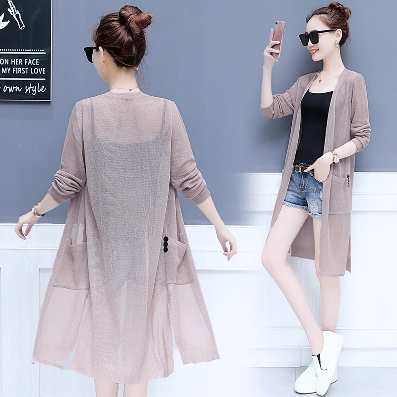 2018 New Summer Women Shirts Loose Long Is Prevented Bask Clothes In Air-conditioning Outside Shawl Blouse Shirt Pink 922 |