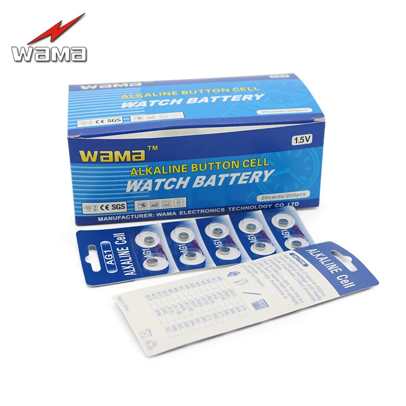100 шт./10 упаковок Wama AG1 LR621 1 55 V литиевая батарея таблеточного типа ячейки Батарея