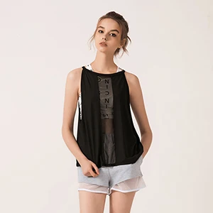 XREOUGA Mesh, новинка, спортивные костюмы для йоги, короткий спортивный бюстгальтер, без рукавов, для бега, сексуальный женский топ, Спортивная женская футболка - Цвет: Black