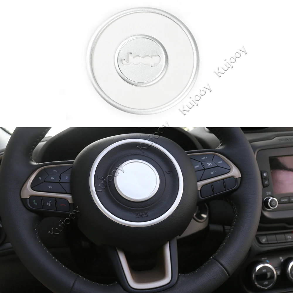 

2PCS Silver Red Gold Blue Aluminium Alloy Steering Wheel Decorative Cover Sticker Ring for Jeep Renegade 2015 2016 2017 5 Color