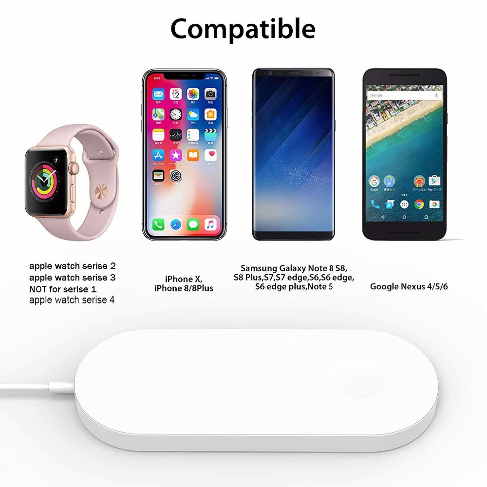 2 в 1 Мини AirPower Беспроводное зарядное устройство для iPhone X 8 Plus Apple Watch Беспроводная