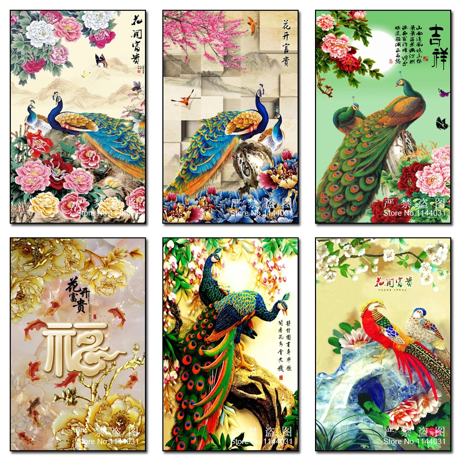 Полноразмерная Алмазная картина 5D сделай сам цветок павлин кристалл мозаика