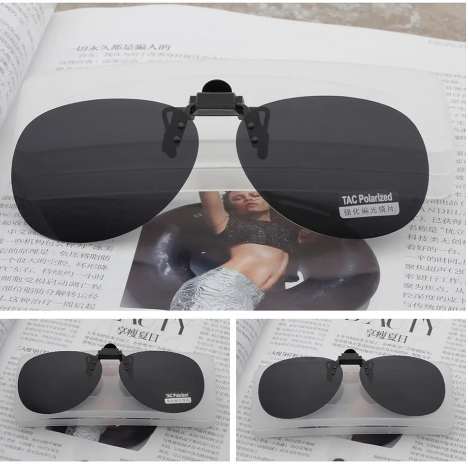 Round Black Стоящий Кемпинг походные солнцезащитные очки Флип-ап зажим для очков Портативный Открытый Инструменты EDC вождение автомобиля Путешествия Туризм Polarizd - Цвет: Round Black