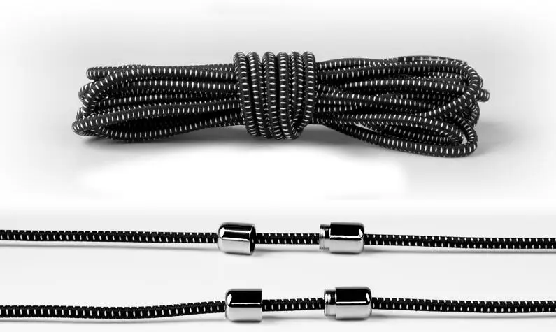 Black 1 пара эластичных шнурков, модные новые женские и мужские туфли без галстука, теннисные туфли с кружевами, кожаные туфли - Цвет: Black